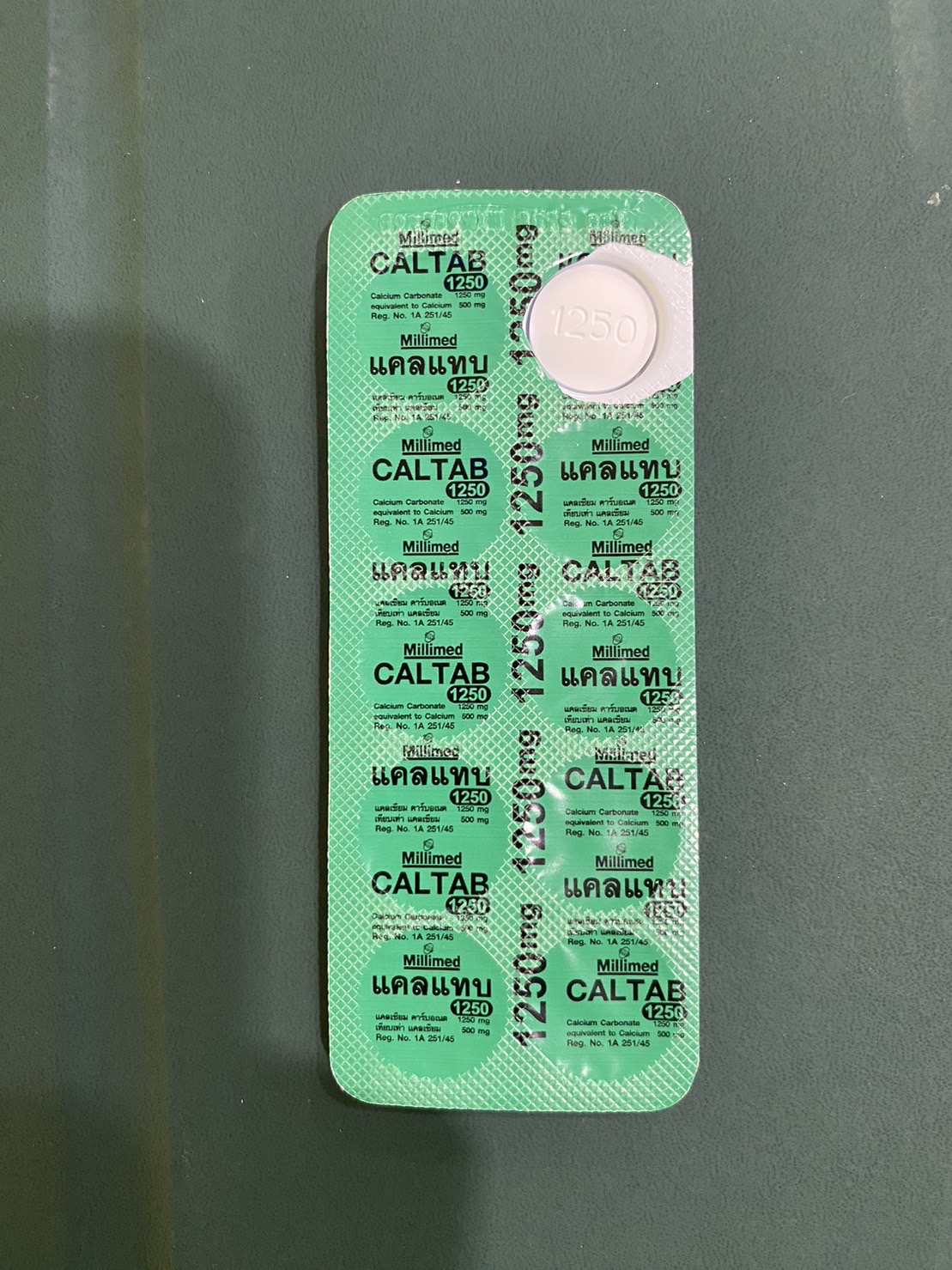 Calcium Carbonate (Caltab). 1250. mg 